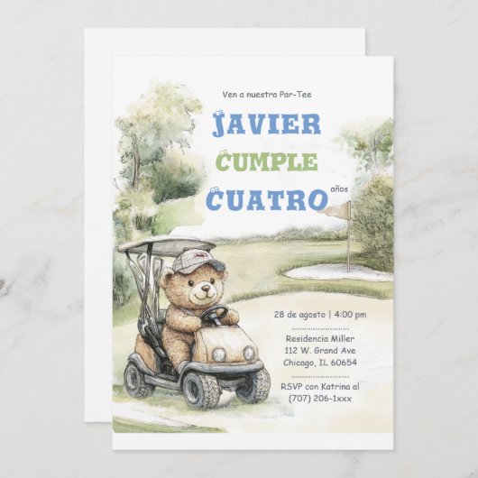 Fiesta de Cumpleaños de Golf para Niño Kaart (Voorkant / Achterkant)