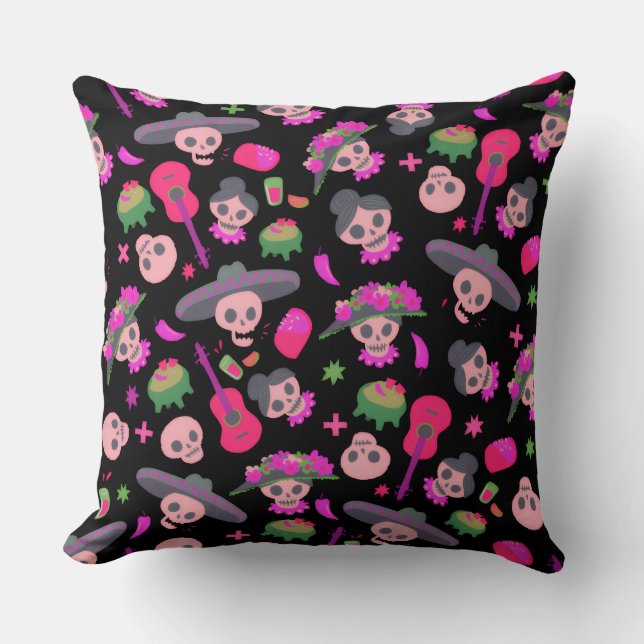 Fiesta De Los Muertos Worpdekussen Kussen (Voorkant)