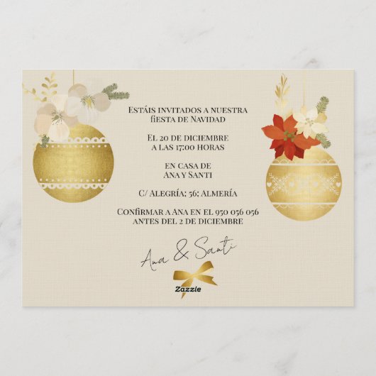 Fiesta de Navidad Elegante Decorada Kaart (Achterkant)