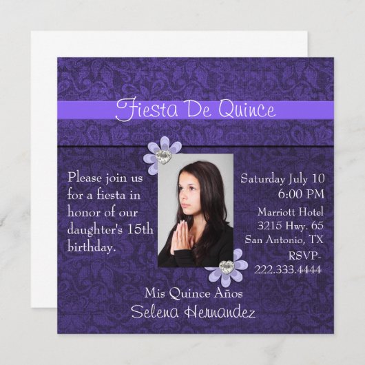 Fiesta De Quince-fotouitnodiging Kaart (Voorkant / Achterkant)