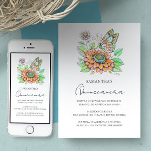 Fiesta de Quinceañera con Tema de Mariposas Kaart