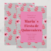 Fiesta de Quinceañera Flores Acuarela Verjaardag Kaart (Voorkant / Achterkant)