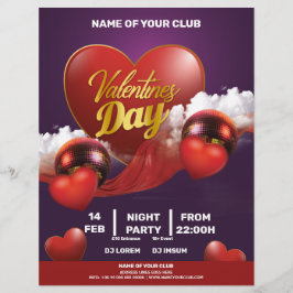 Fiesta de Valentines Red Hearts Flyer