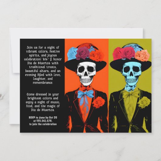 💀 Fiesta Dia de Muertos Kaart (Achterkant)