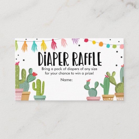Fiesta Diaper Raffle Card Mexican Cactus Floral Informatiekaartje (Voorkant)