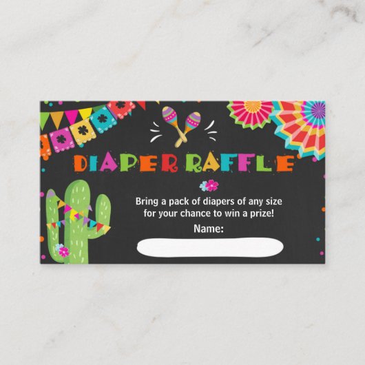 Fiesta Diaper Raffle Card Mexican Cactus Floral Informatiekaartje (Voorkant)