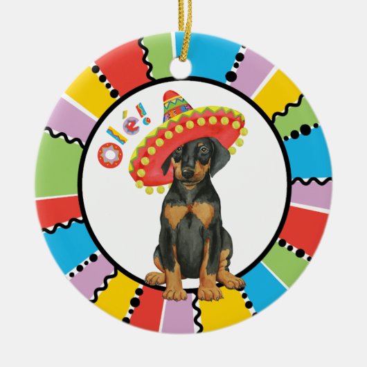 Fiesta Doberman Pinscher Ceramic Ornament (Voorkant)