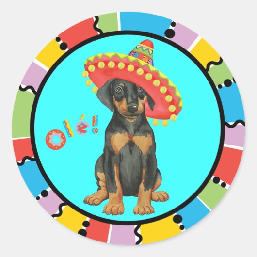 Fiesta Doberman Pinscher Classic Round Sticker (Voorkant)