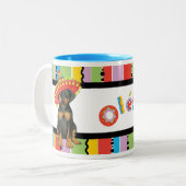Fiesta Doberman Pinscher Two-Tone Coffee Mok (Voorkant links)