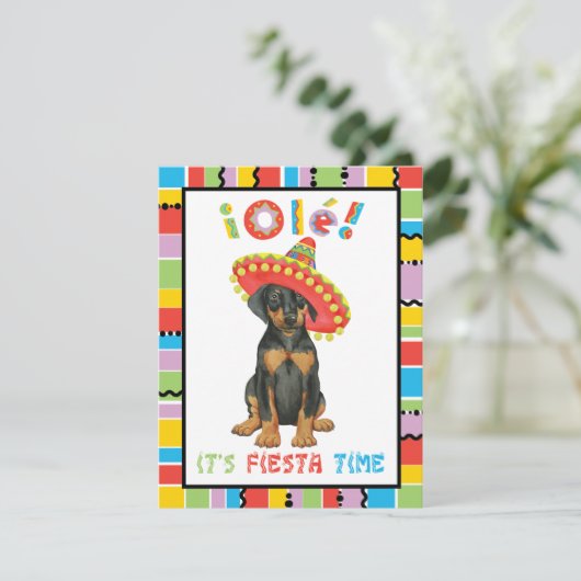 Fiesta Doberman Pinscher Uitnodiging (Staand voorkant)