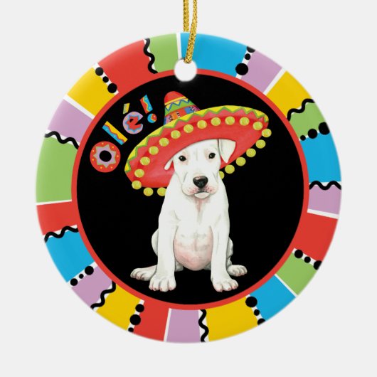 Fiesta Dogo Argentino Keramisch Ornament (Voorkant)