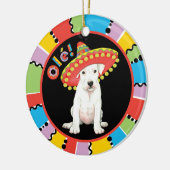 Fiesta Dogo Argentino Keramisch Ornament (Links)