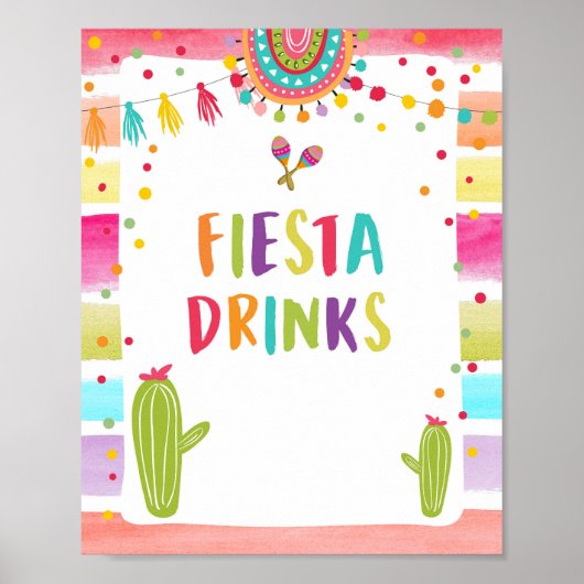 Fiesta Dranken Mexicaanse Koude Drank Cactus Tafel Poster (Voorkant)