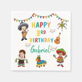 Fiesta, drie-esta kinderen verjaardagsfeestje serv servet