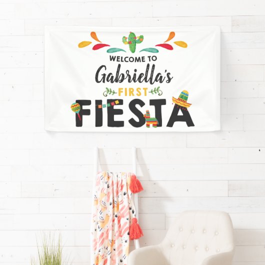 Fiesta eerste verjaardagsbanner spandoek (Insitu)