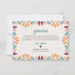 Fiesta Elegant Colorful Floral Spanish Wedding Bedankkaart