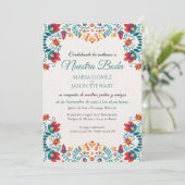 Fiesta Elegant Colorful Floral Spanish Wedding Kaart (Staand voorkant)