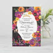 Fiesta Embroidery Waterverf Floral Quinceanera in Kaart (Staand voorkant)