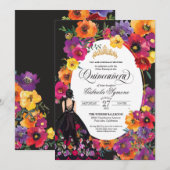 Fiesta Embroidery Waterverf Floral Quinceanera in Kaart (Voorkant / Achterkant)