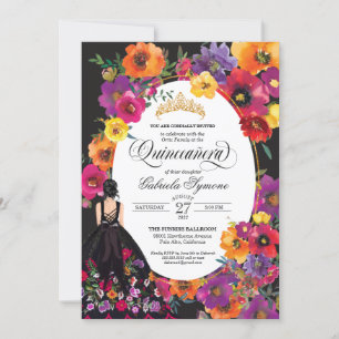 Fiesta Embroidery Waterverf Floral Quinceanera in Kaart