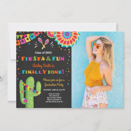 Fiesta en Fun Afstuderen Invitation party Mexicaan Kaart (Voorkant)