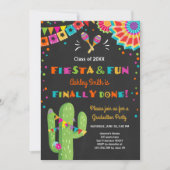 Fiesta en Fun Afstuderen Uitnodigingsfeest Mexicaa Kaart (Voorkant)