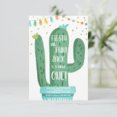 Fiesta en Fun Boy Blue Cactus 1e verjaardag Kaart (Staand voorkant)