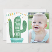 Fiesta en Fun Boy Blue Cactus, 1e verjaardag Kaart (Voorkant)