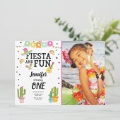 Fiesta en Fun Cactus Mexicaans Meisje Eerste Verja Kaart (Staand voorkant)