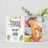 Fiesta en Fun Cactus Mexicaans Meisje Eerste Verja Kaart (Staand voorkant)