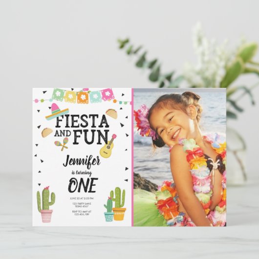 Fiesta en Fun Cactus Mexicaans Meisje Eerste Verja Kaart (Staand voorkant)