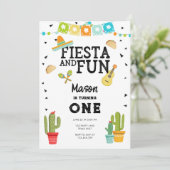 Fiesta en Fun Cactus Taco Boy 1st First Birthday Kaart (Staand voorkant)