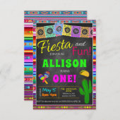 Fiesta en Fun First Birthday Invitation Kaart (Voorkant / Achterkant)