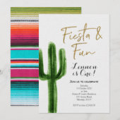 Fiesta en Fun First Birthday Invitation Kaart (Voorkant / Achterkant)