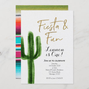 Fiesta en Fun First Birthday Invitation Kaart