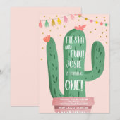 Fiesta en Fun Girl Roze Cactus 1e verjaardag Kaart (Voorkant / Achterkant)