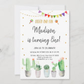 Fiesta en Fun Gold Fiesta First Birthday Kaart (Voorkant)