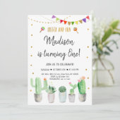 Fiesta en Fun Gold Fiesta First Birthday Kaart (Staand voorkant)