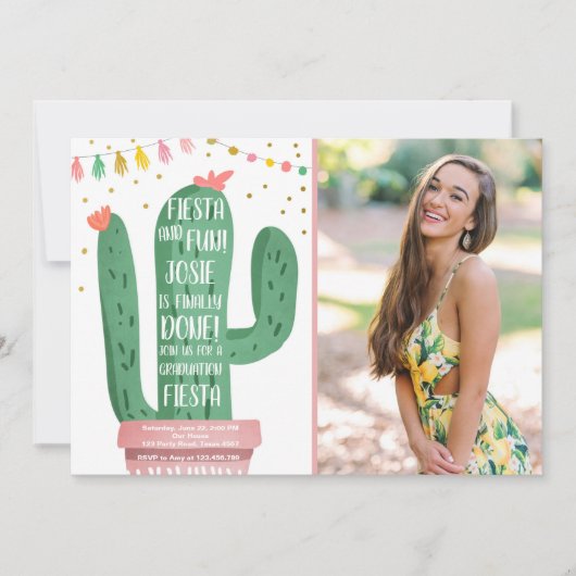 Fiesta en Fun Graduation Party Cactus laat Fiesta Kaart (Voorkant)