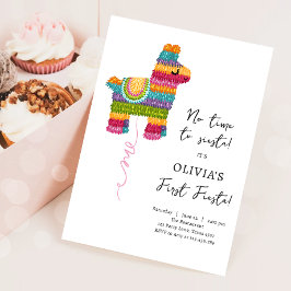 Fiesta en Fun Piñata Llama Meisje Eerste Verjaarda Kaart