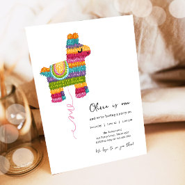 Fiesta en Fun Piñata Llama Meisje Eerste Verjaarda Kaart