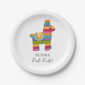 Fiesta en Fun Piñata Llama Meisje Eerste Verjaarda Papieren Bordje (Voorkant)