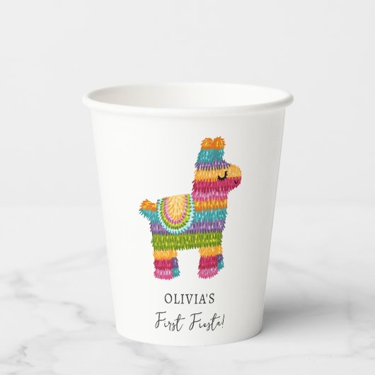 Fiesta en Fun Piñata Mexicaanse Llama Eerste Verja Papieren Bekers (Achterkant)
