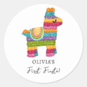 Fiesta en Fun Piñata Mexicaanse Llama Eerste Verja Ronde Sticker (Voorkant)