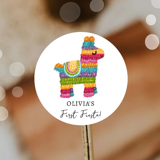 Fiesta en Fun Piñata Mexicaanse Llama Eerste Verja Ronde Sticker