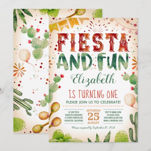 Fiesta en Fun | Zomerfeest Kaart (Voorkant / Achterkant)