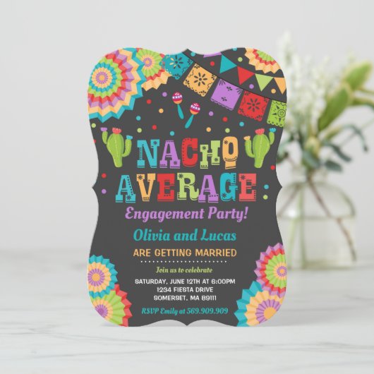 Fiesta Engagement Party Nodig Nacho Gemiddelde Par Kaart (Staand voorkant)