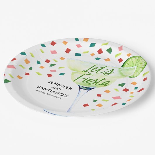 Fiesta Engagement Party Paper Napkins Papieren Bordje (Gekanteld)