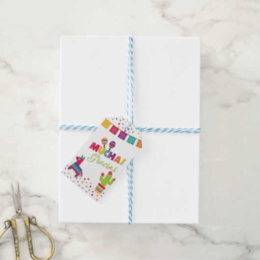 Fiesta Favor Tag - Wit Cadeaulabel (Met Touw)