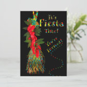 Fiesta Feest Uitnodiging, Hot Chili Peppers Kaart (Staand voorkant)